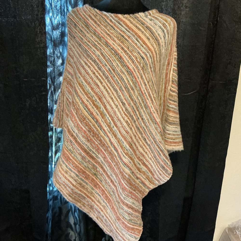 Coco + Carmen Striped Knit Poncho in Earth Tones